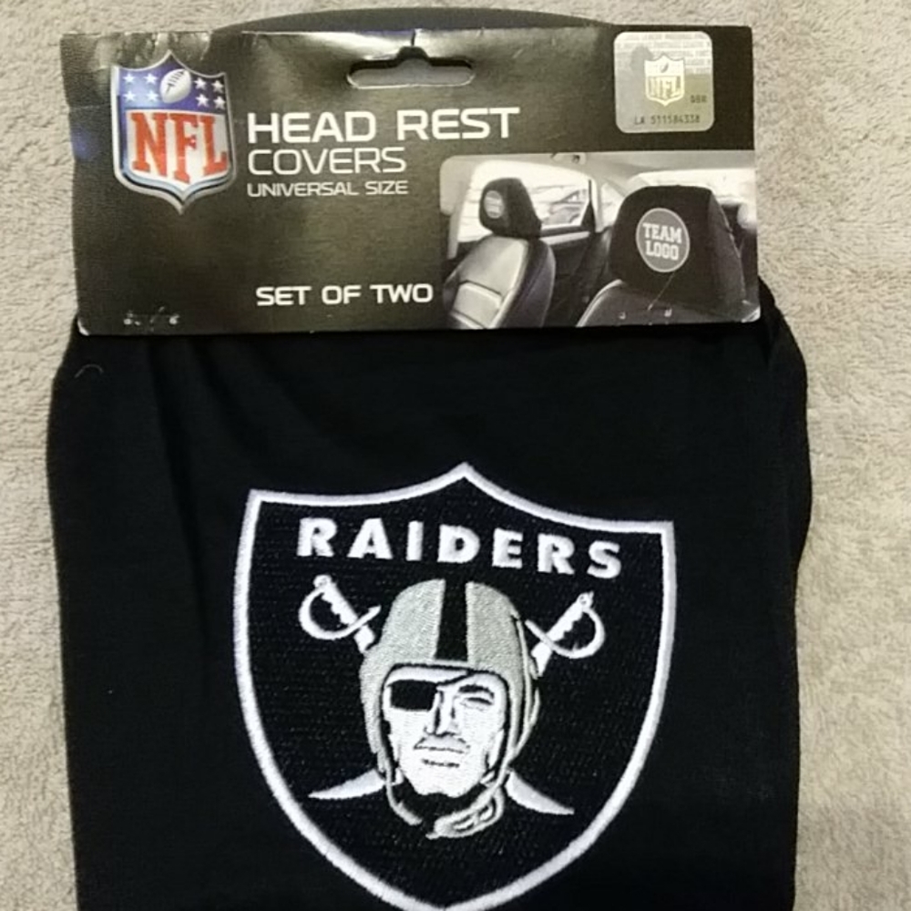 Las Vegas Raiders Head Rest Covers (Set Of Two)